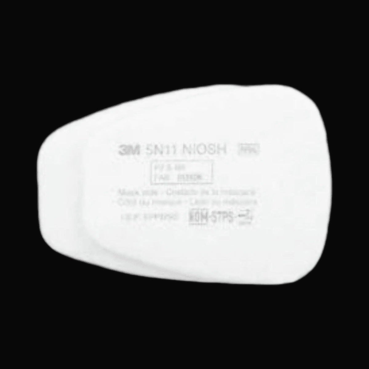 3M 5N11 particulate filter package on a black background
