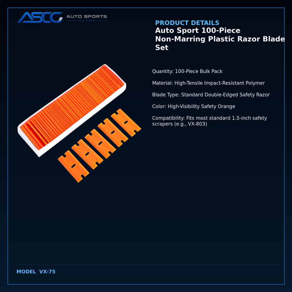 Auto Sport 100-Piece Non-Marring Plastic Razor Blade Set VX-75 catalogue image 3