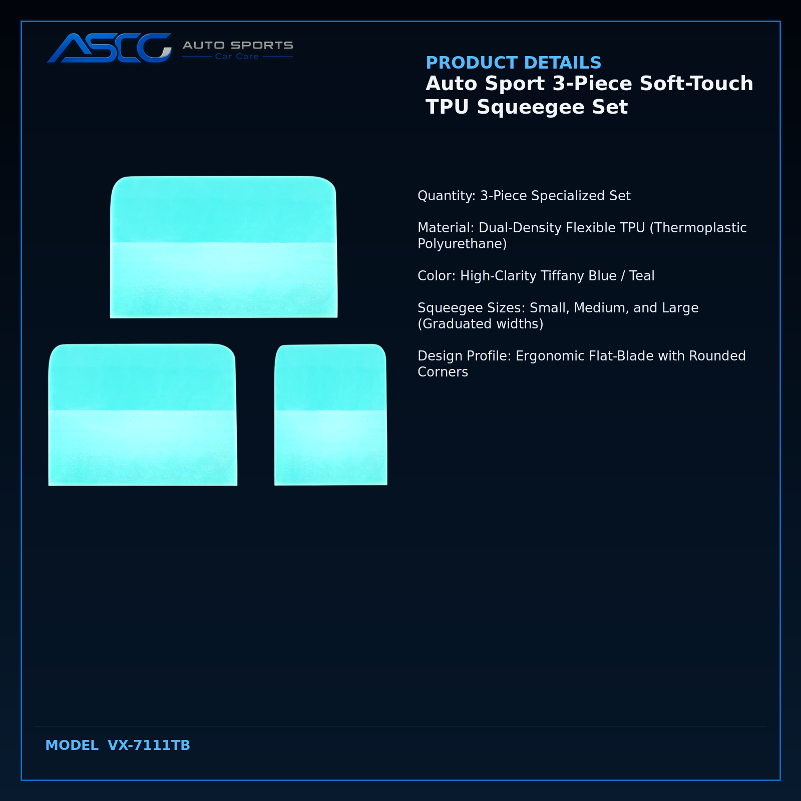 Auto Sport 3-Piece Soft-Touch TPU Squeegee Set VX-7111TB catalogue image 3
