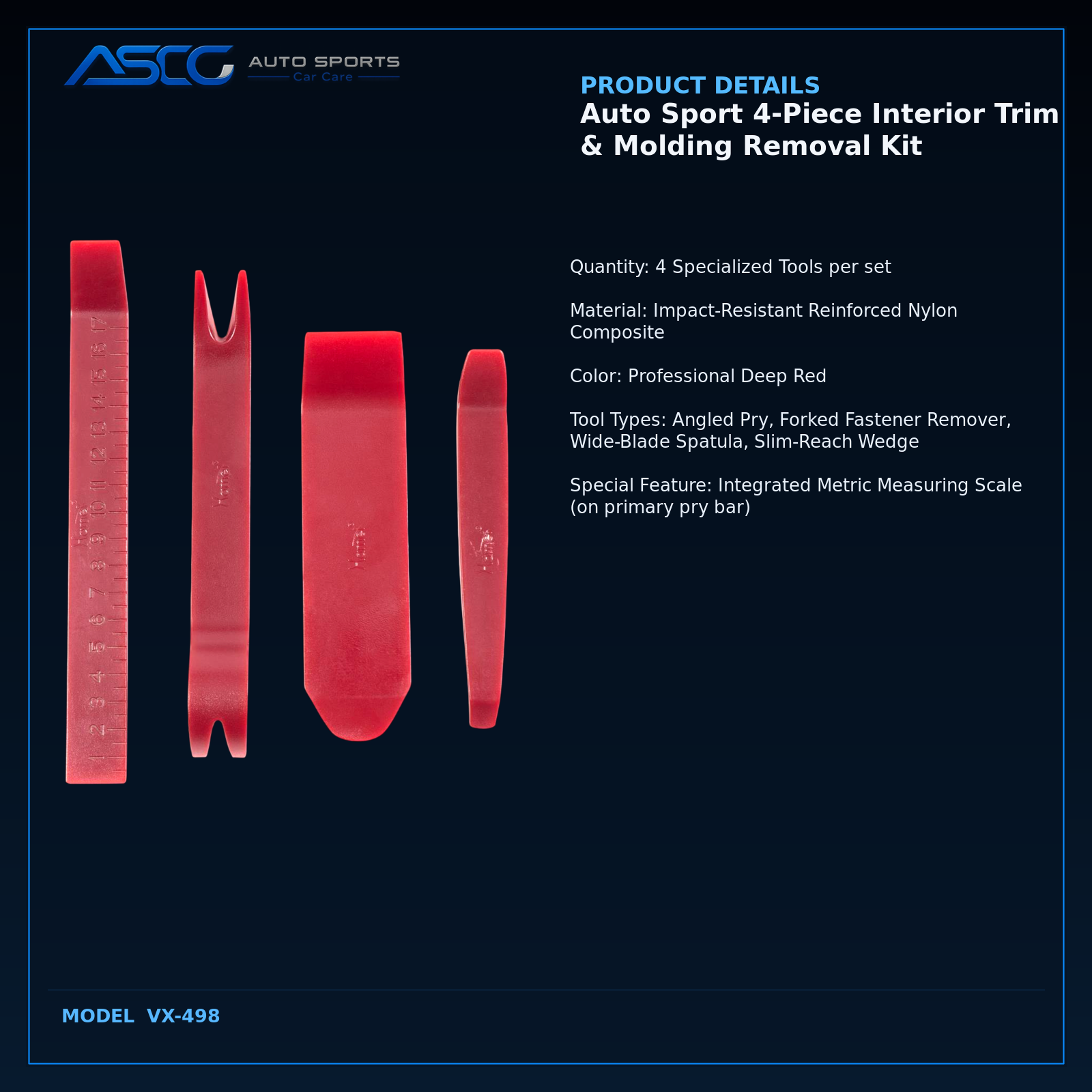 Auto Sport 4-Piece Interior Trim & Molding Removal Kit VX-498 catalogue image 3