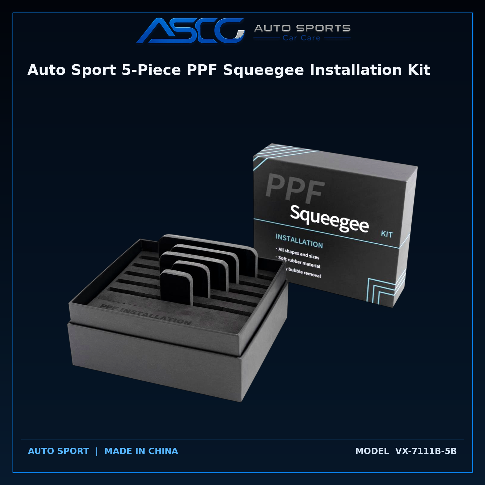 Auto Sport 5-Piece PPF Squeegee Installation Kit VX-7111B-5B catalogue image 1