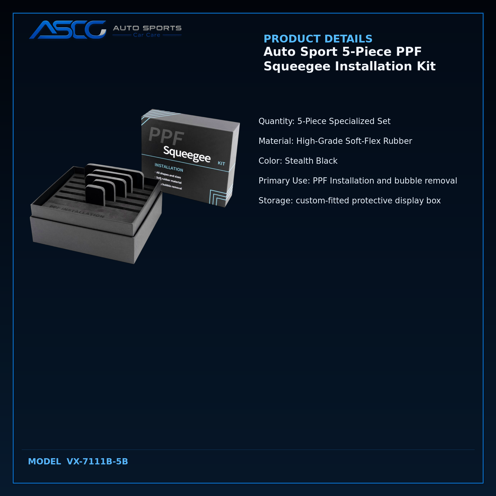 Auto Sport 5-Piece PPF Squeegee Installation Kit VX-7111B-5B catalogue image 3