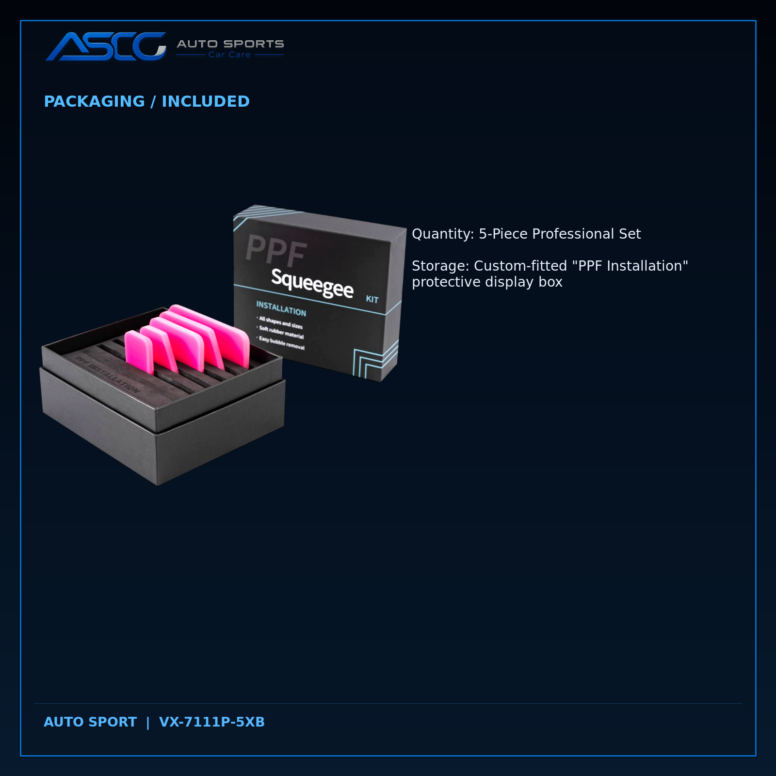 Auto Sport 5 Piece PPF Squeegee Installation Kit VX-7111P-5XB catalogue image 5