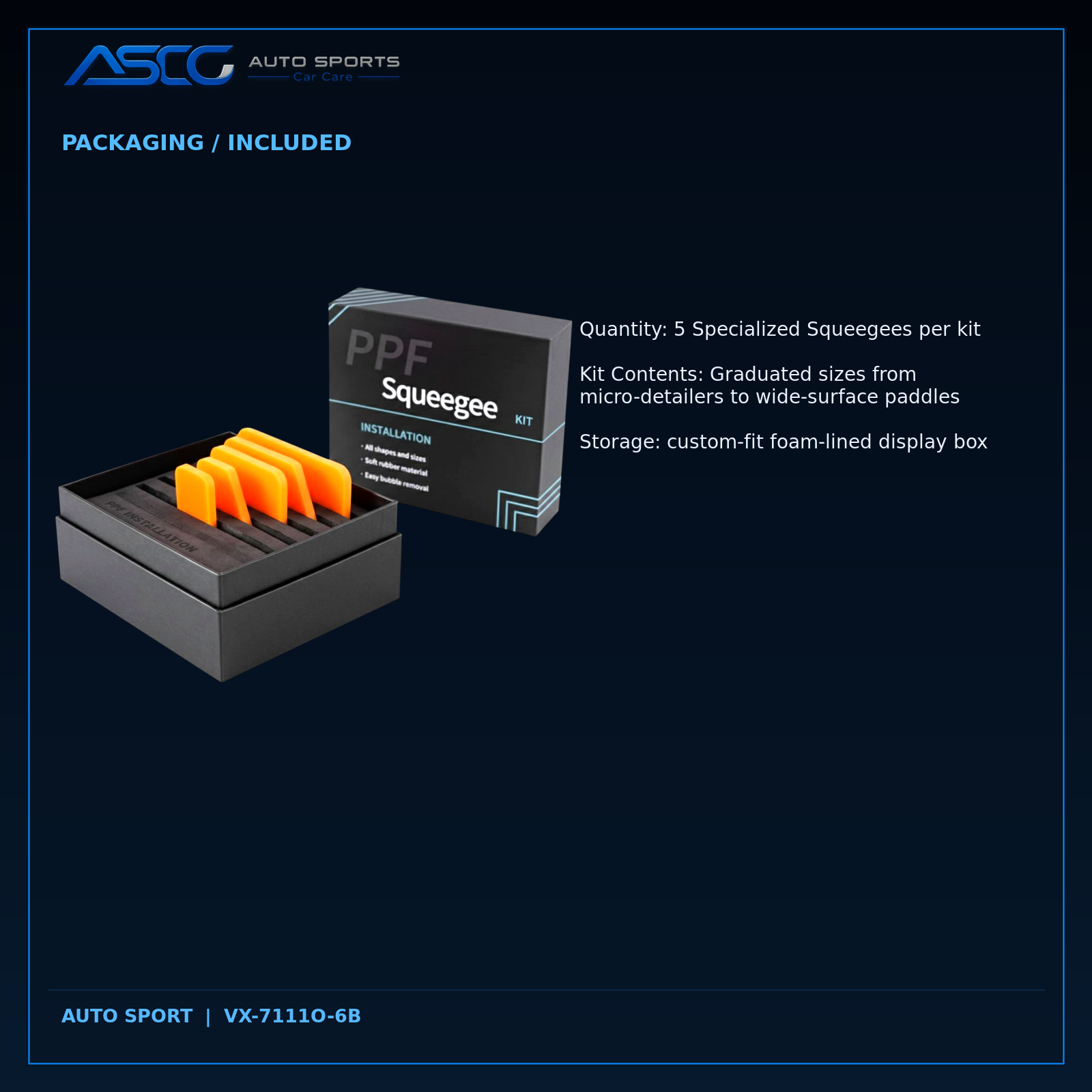 Auto Sport 6-Piece PPF Squeegee Installation Kit VX-7111O-6B catalogue image 5