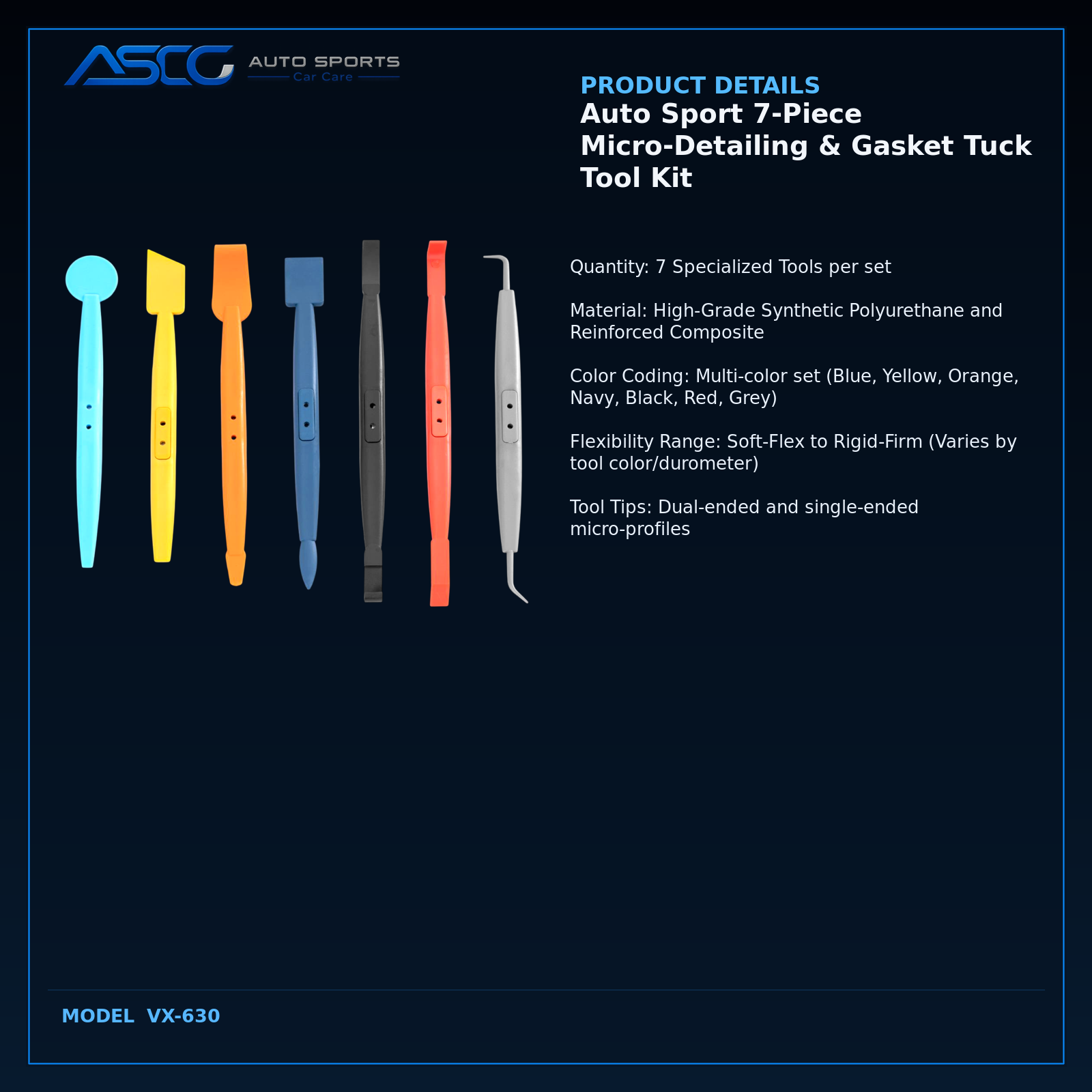 Auto Sport 7-Piece Micro-Detailing & Gasket Tuck Tool Kit VX-630 catalogue image 3