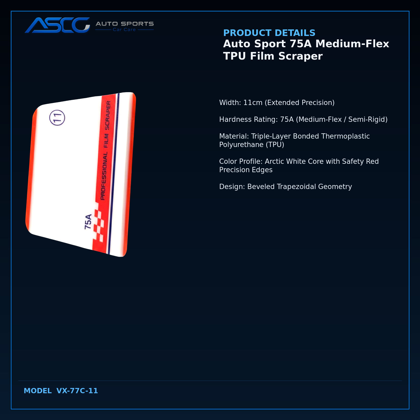 Auto Sport 75A Medium-Flex TPU Film Scraper VX-77C-11 catalogue image 3