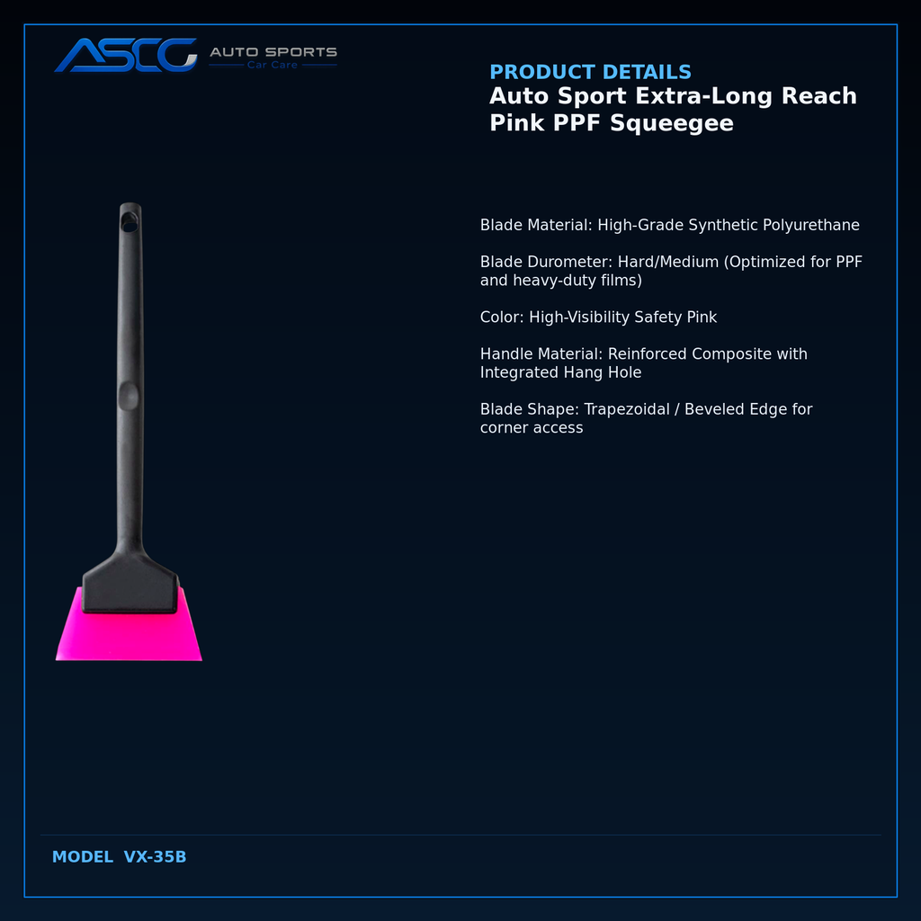 Auto Sport Extra-Long Reach Pink PPF Squeegee VX-35B catalogue image 3