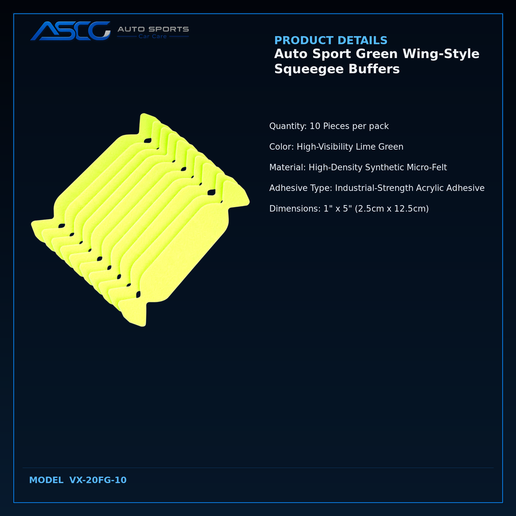 Auto Sport Green Wing-Style Squeegee Buffers VX-20FG-10 catalogue image 3
