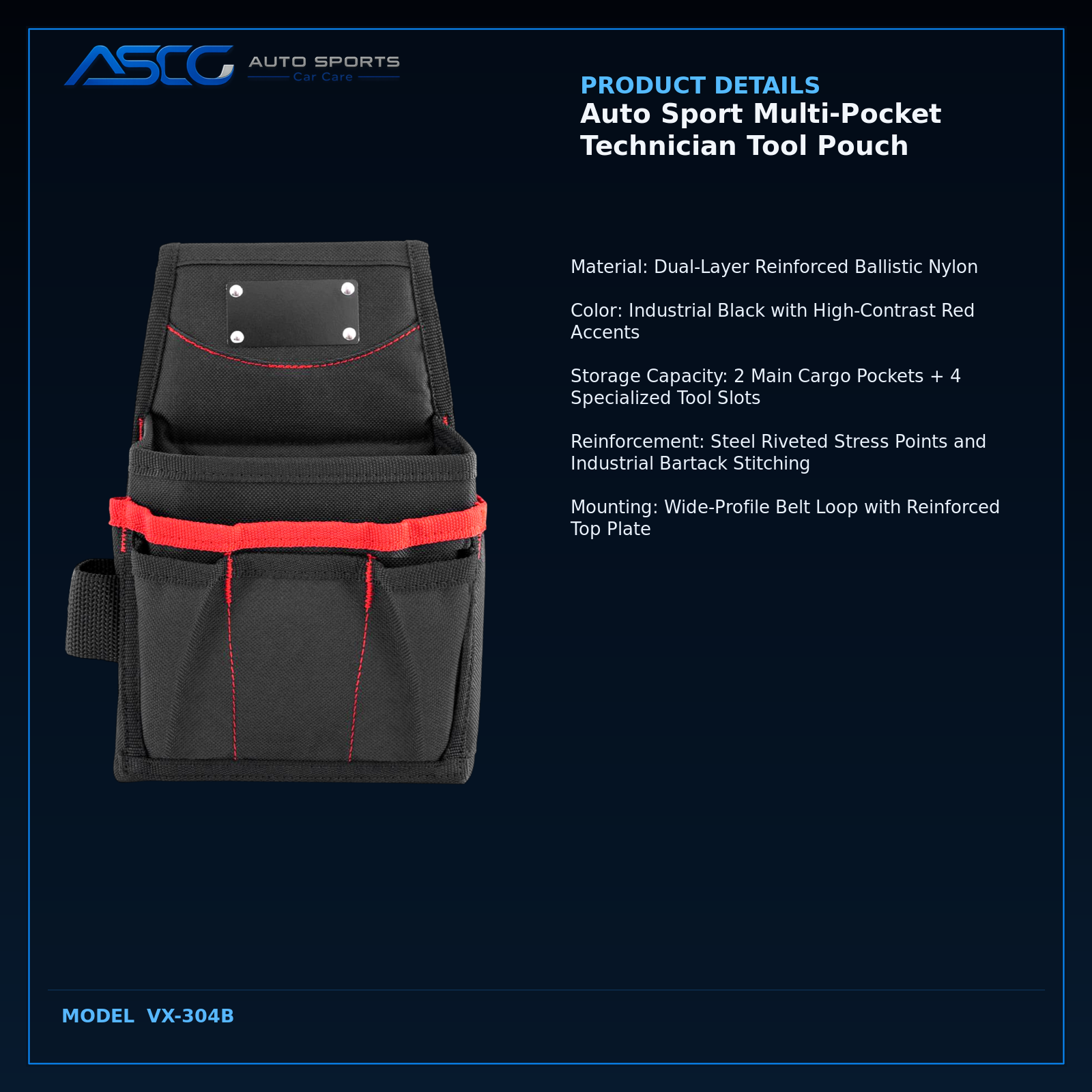 Auto Sport Multi-Pocket Technician Tool Pouch VX-304B catalogue image 3