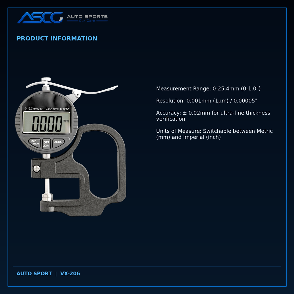 Auto Sport Precision PPF & Tint Thickness Gauge VX-206 catalogue image 5
