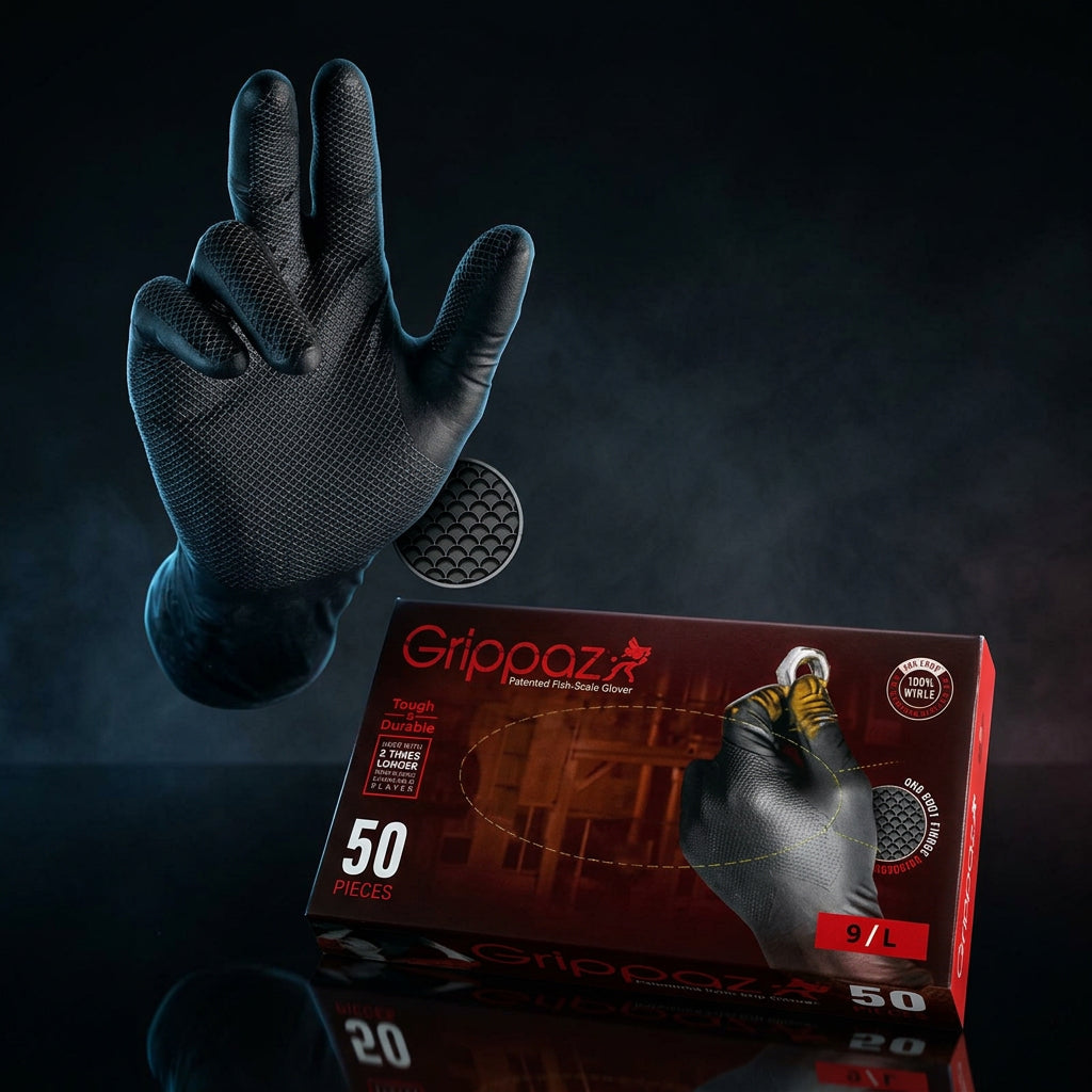 Grippaz black nitrile grip gloves, XL, 50-piece box
