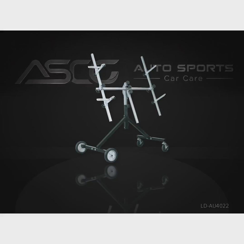 Mobile Multi-Arm Automotive Panel Stand - LD-AU4022 - product showcase video (AUTO SPORTS CAR CARE)