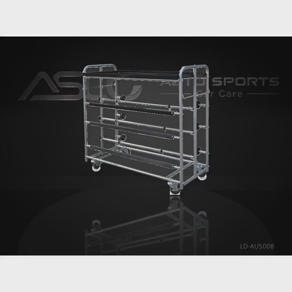 Mobile Multi-Level Automotive Workshop Rack - LD-AU5008 - product showcase video (AUTO SPORTS CAR CARE)