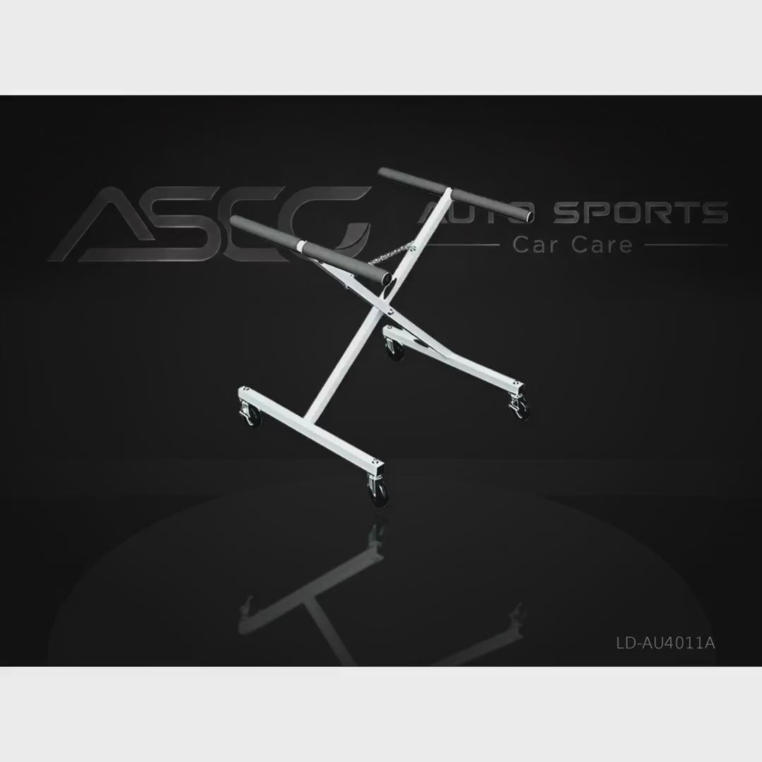 Mobile X-Type Automotive Panel Stand - LD-AU4011A - product showcase video (AUTO SPORTS CAR CARE)