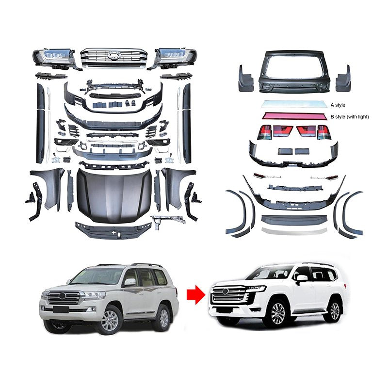 Toyota Land Cruiser LC200 2008–2021 to LC300/2023-style full conversion kit – complete component view